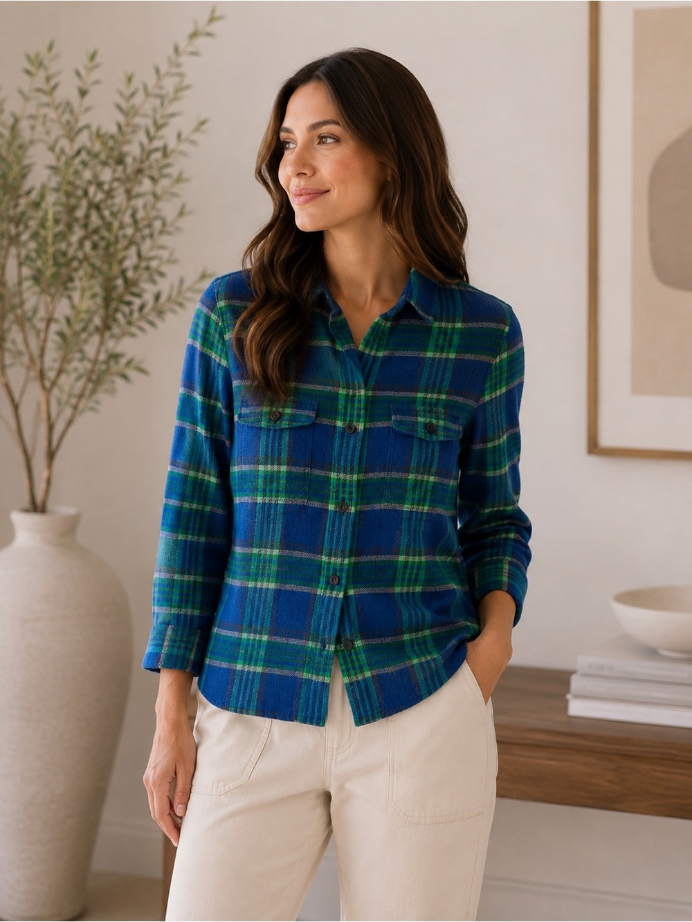Patagonia Women’s Organic Cotton Plaid Shirt – Size 8